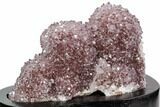 Wide, Purple Amethyst Crystal Cluster On Wood Base - Uruguay #101364-2